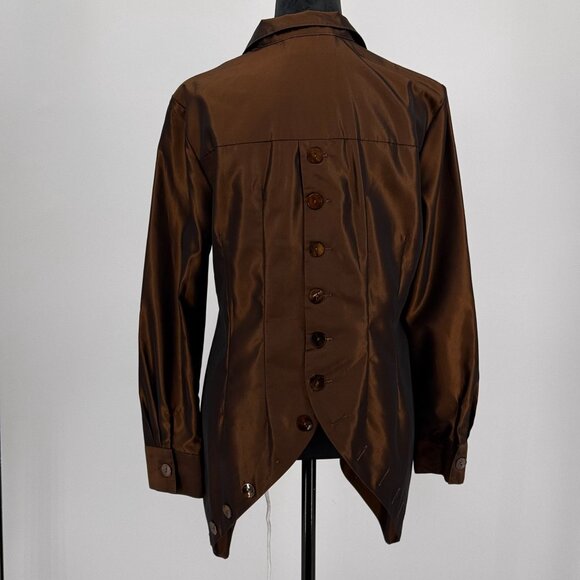 Vtg Earl Rotenberg Asymmetrical Shirt Womens S Silky Metallic Button USA - Picture 8 of 8